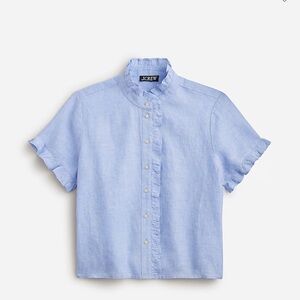 NWT J Crew Ruffle-trim button-up shirt in linen